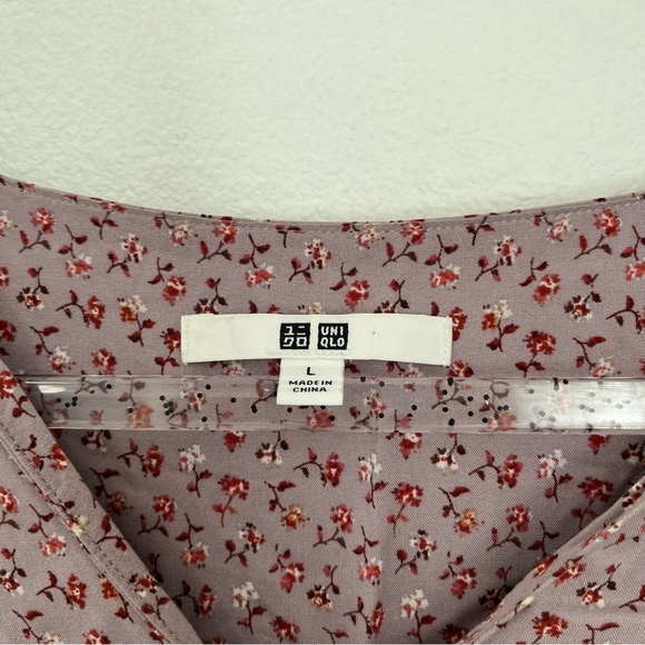 Uniqlo Ditsy Floral 3/4 Blouson Sleeve Midi Dress Size L - Picture 3 of 10